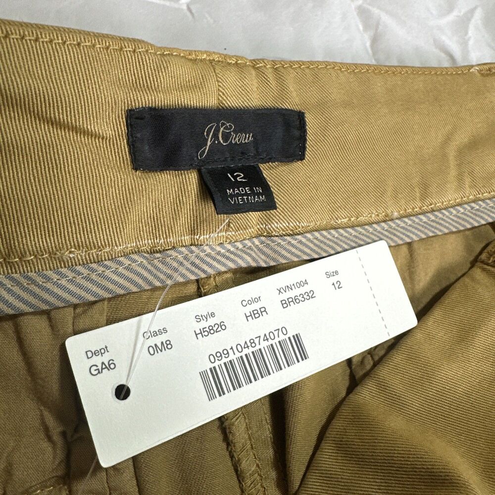 J.Crew 9" Bermuda Chino  Walking Short Sz 12 Camel Brown Mid-Rise Zip Flat Front - Picture 3 of 9
